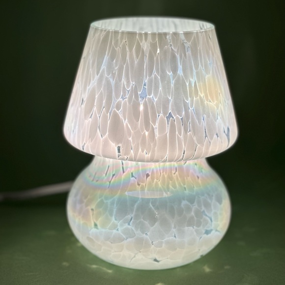 Glass Mushroom Lamp, Bedside Table Lamp, Retro Lamp, Vintage Lamp, Iridescent - Picture 2 of 8